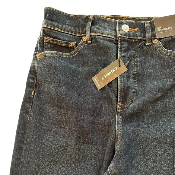 Express NWT Slim Super High Rise Distressed Ripped Knees Jeans - Picture 5 of 7